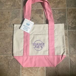 NWT Trader Joe's Mini Pastel Canvas Tote - pink - limited edition